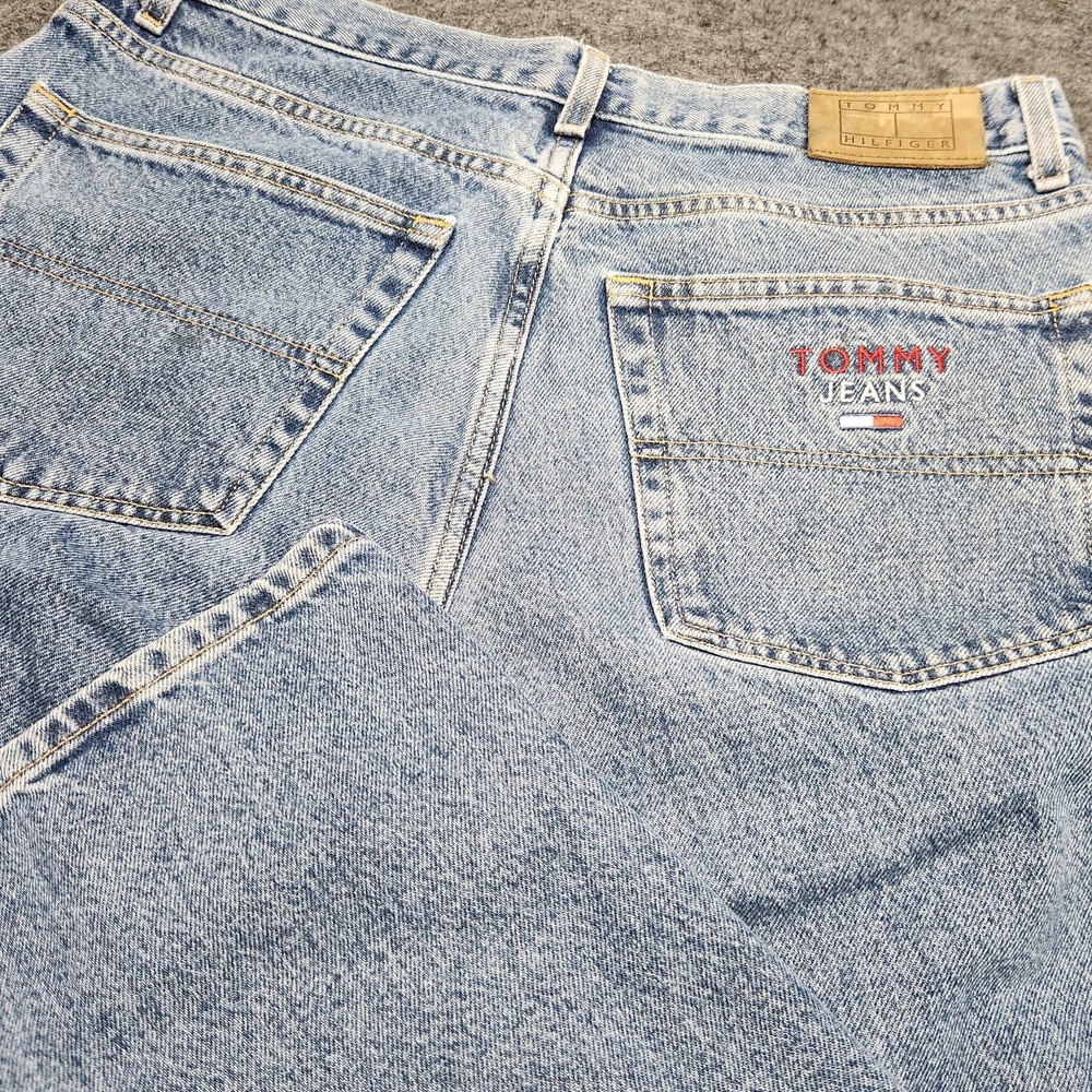 Tommy Hilfiger Vintage Y2K Denim Blue Jeans Pocket Embroidered Loose Baggy 33x30